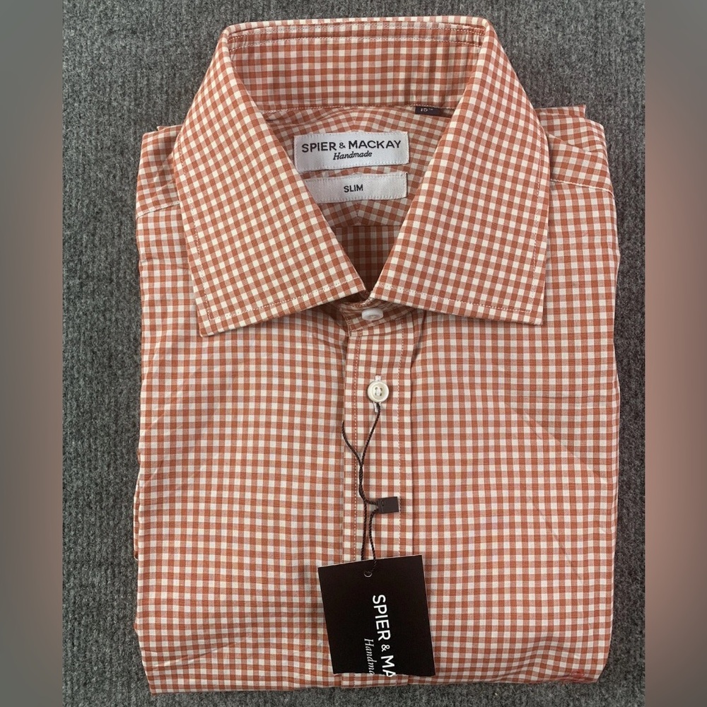 Spier & Mackay Handmade Slim Mens 100% Cotton Long Sleeve Dress Shirt Size 15.5